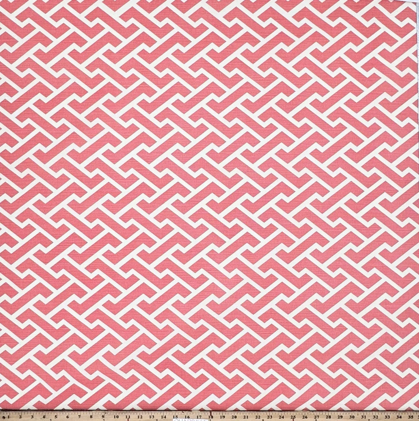 China Seas Fabric: Aga Reverse - Custom Watermelon on Tinted Belgian Linen / Cotton