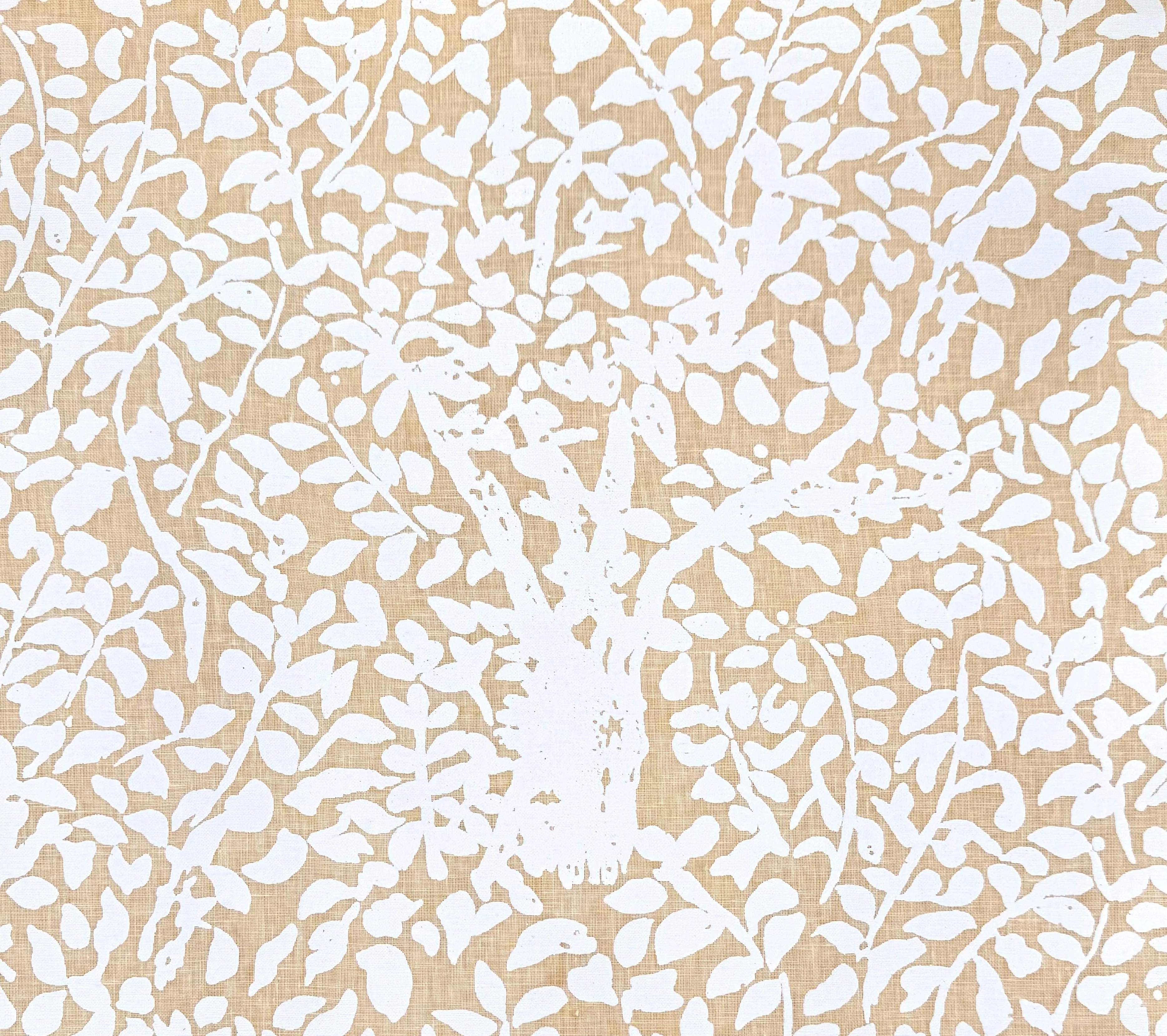 China Seas Fabric: Arbre De Matisse - Custom White on Medium-Tint Linen