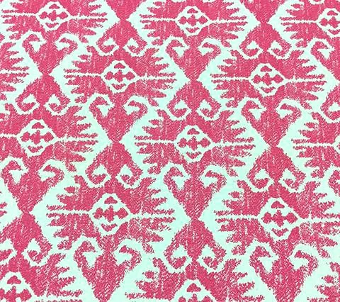 China Seas Fabric: Aztec Ikat - Custom Pink on Tinted Belgian Linen / Cotton
