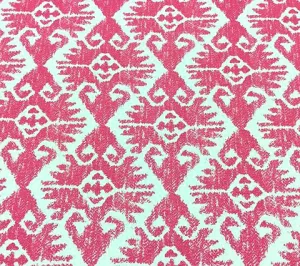 China Seas Fabric: Aztec Ikat - Custom Pink on Tinted Belgian Linen / Cotton