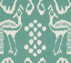 China Seas Fabric: Bali II - Custom Turquoise on Tinted Belgian Linen / Cotton