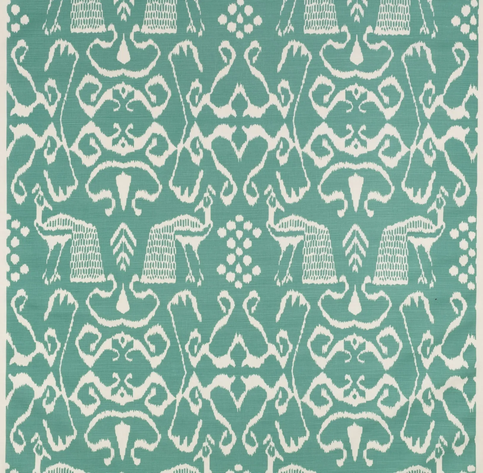 China Seas Fabric: Bali II - Custom Turquoise on Tinted Belgian Linen / Cotton