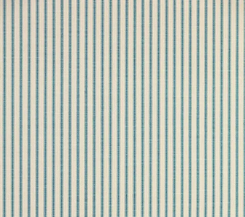 China Seas Fabric: Chapelle Stripe - Custom Teal on Tinted Belgian Linen / Cotton
