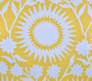 China Seas Fabric: Daisy Blotch - Custom Butter on White Belgian Linen/Cotton