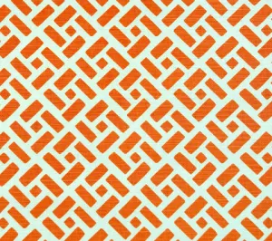 China Seas Fabric: Edo - Custom Orange on Tinted Belgian Linen / Cotton