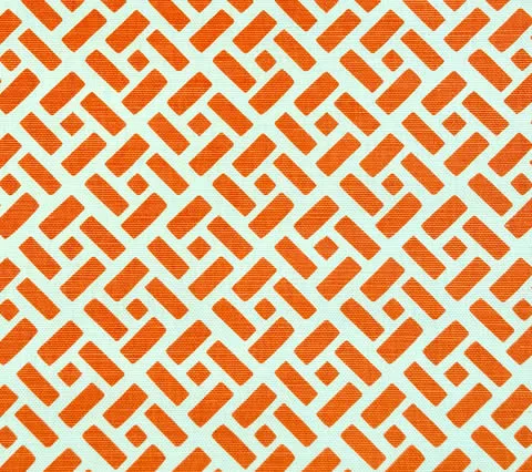 China Seas Fabric: Edo - Custom Orange on Tinted Belgian Linen / Cotton