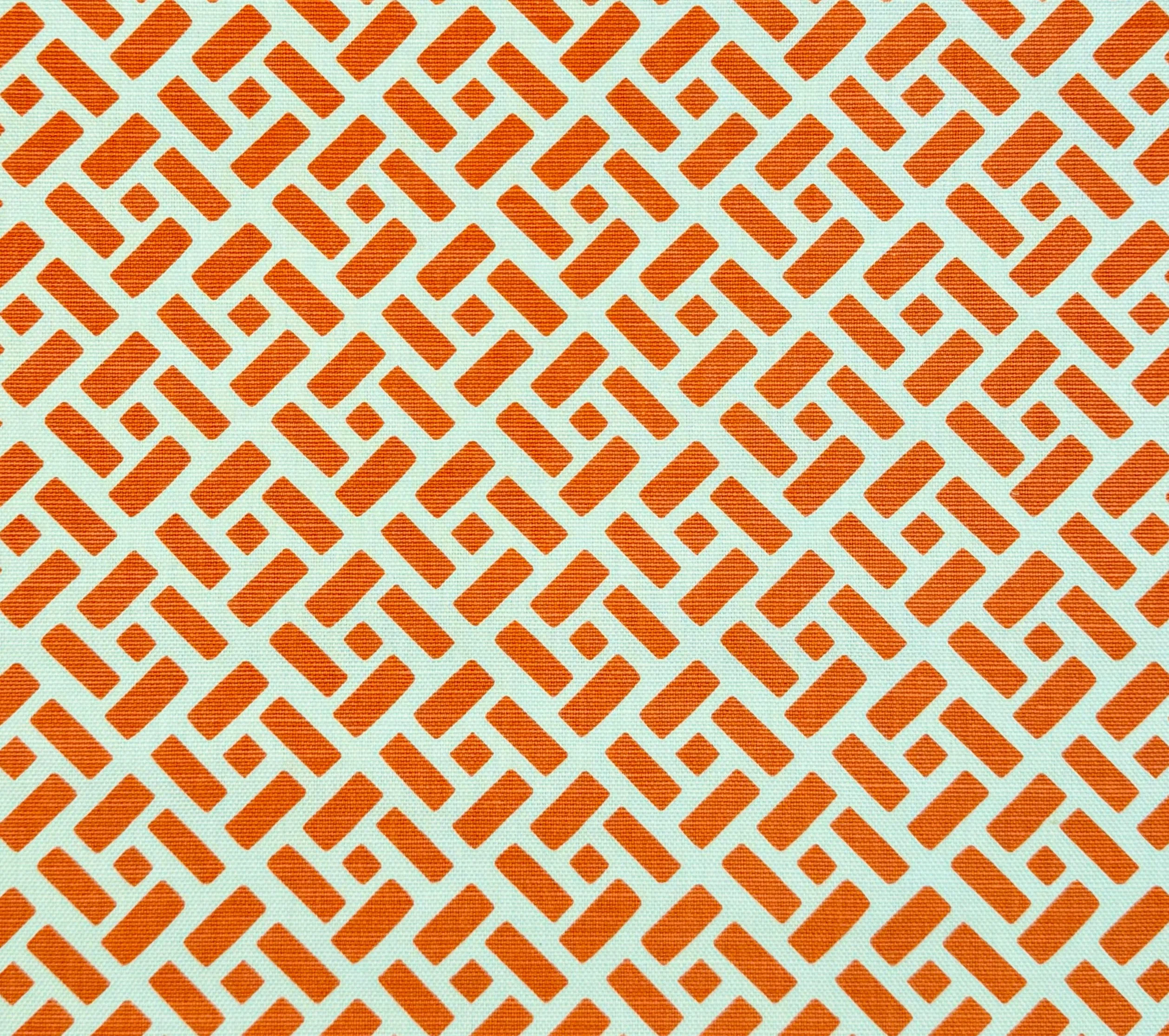 China Seas Fabric: Edo - Custom Orange on Tinted Belgian Linen / Cotton