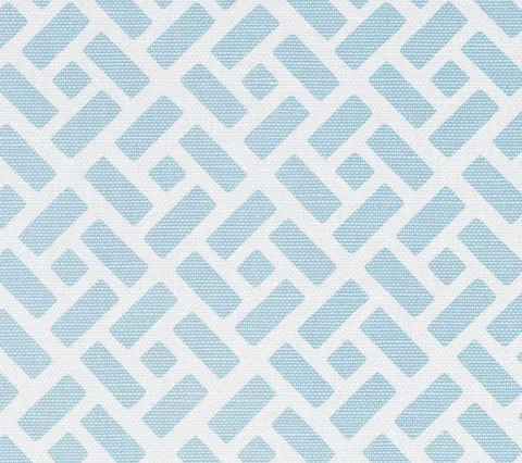 China Seas Fabric: Edo II - Custom Aqua on White Belgian Linen / Cotton