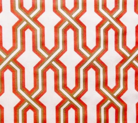 China Seas Fabric: Gorrivan Fretwork - Custom Peach / Taupe on Tinted Belgian Linen/Cotton