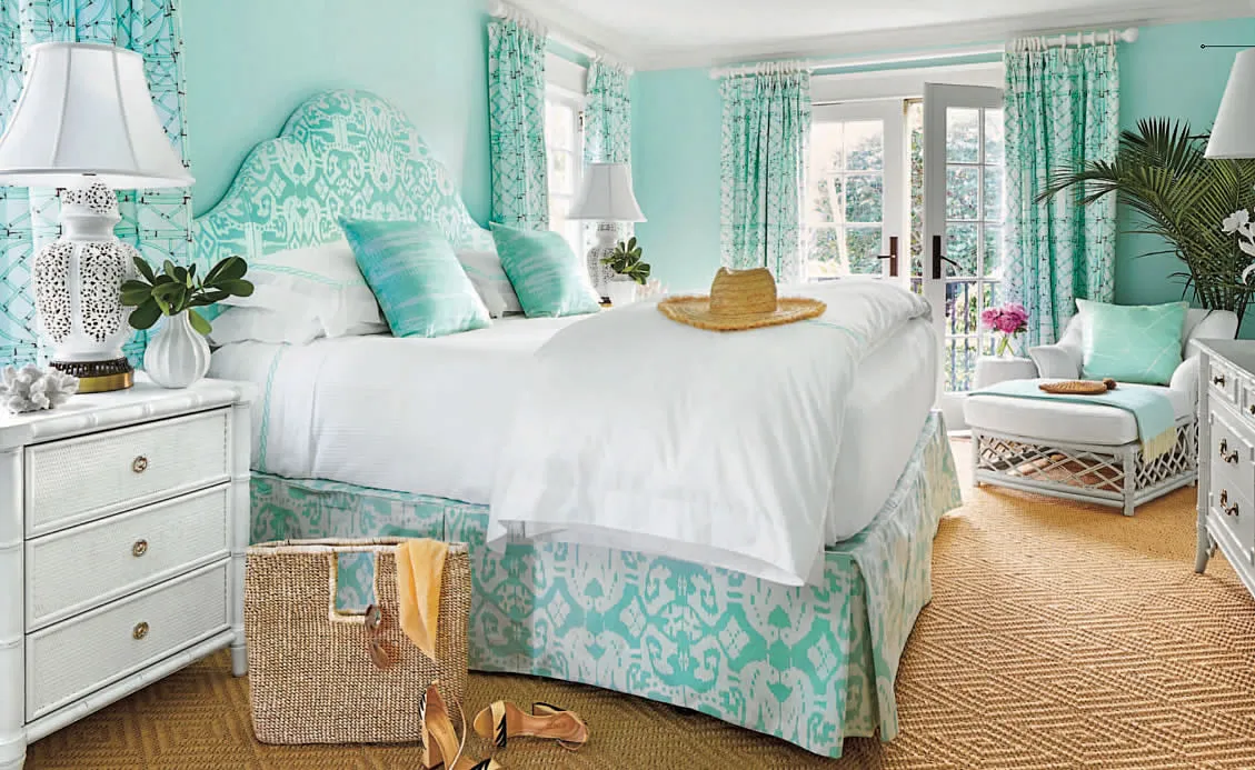 China Seas Fabric: Island Ikat - Custom Aqua on Tinted Belgian Linen / Cotton