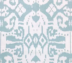 China Seas Fabric: Island Ikat - Custom Aqua on Tinted Belgian Linen / Cotton