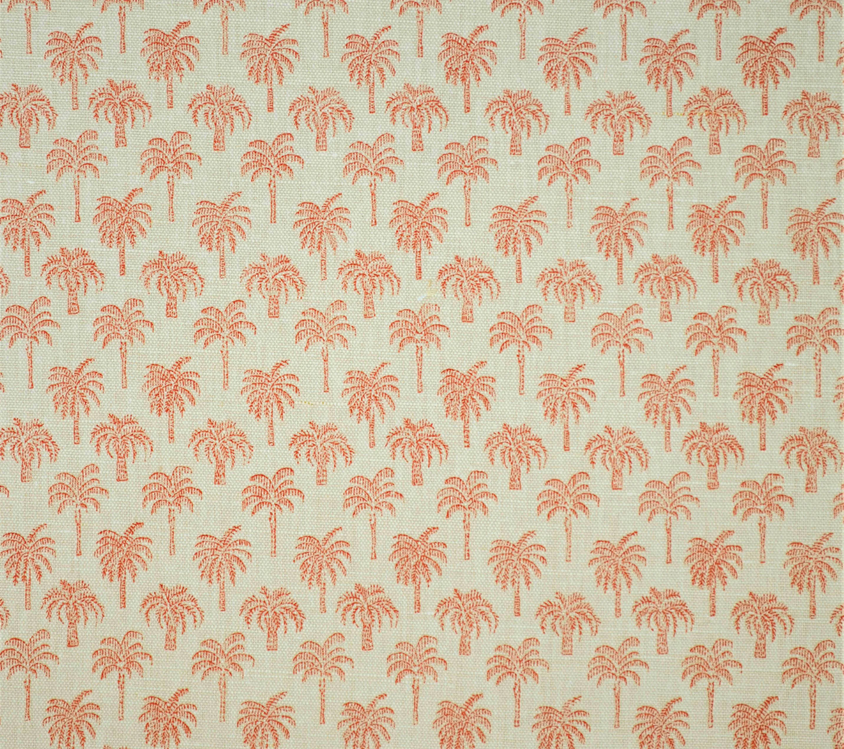 China Seas Fabric: Island Palms - Custom Apricot on Tinted Belgian Linen / Cotton