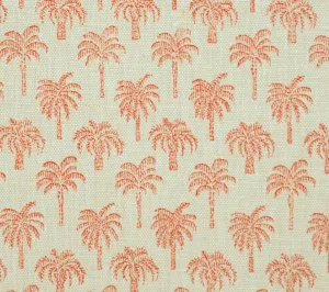 China Seas Fabric: Island Palms - Custom Apricot on Tinted Belgian Linen / Cotton