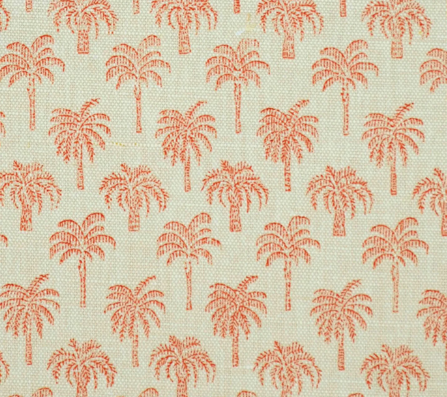 China Seas Fabric: Island Palms - Custom Apricot on Tinted Belgian Linen / Cotton