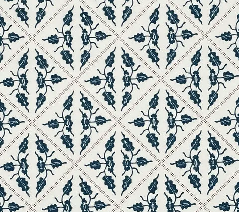 China Seas Fabric: Malay Diamond - Custom Navy / Persimmon on Light Tint Cotton Sateen