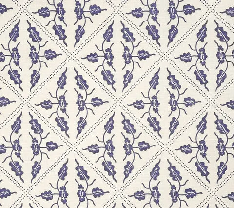 China Seas Fabric: Malay Diamond Grande - Custom Lavender on Tinted Belgian Linen / Cotton