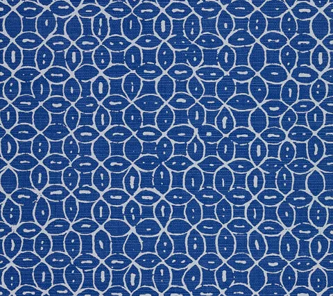 China Seas Fabric: Melong Batik Reverse - Custom Royal Blue on White Belgian Linen / Cotton