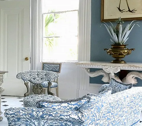 China Seas Fabric: Nairobi - Custom Inca Gold on White Belgian Linen / Cotton