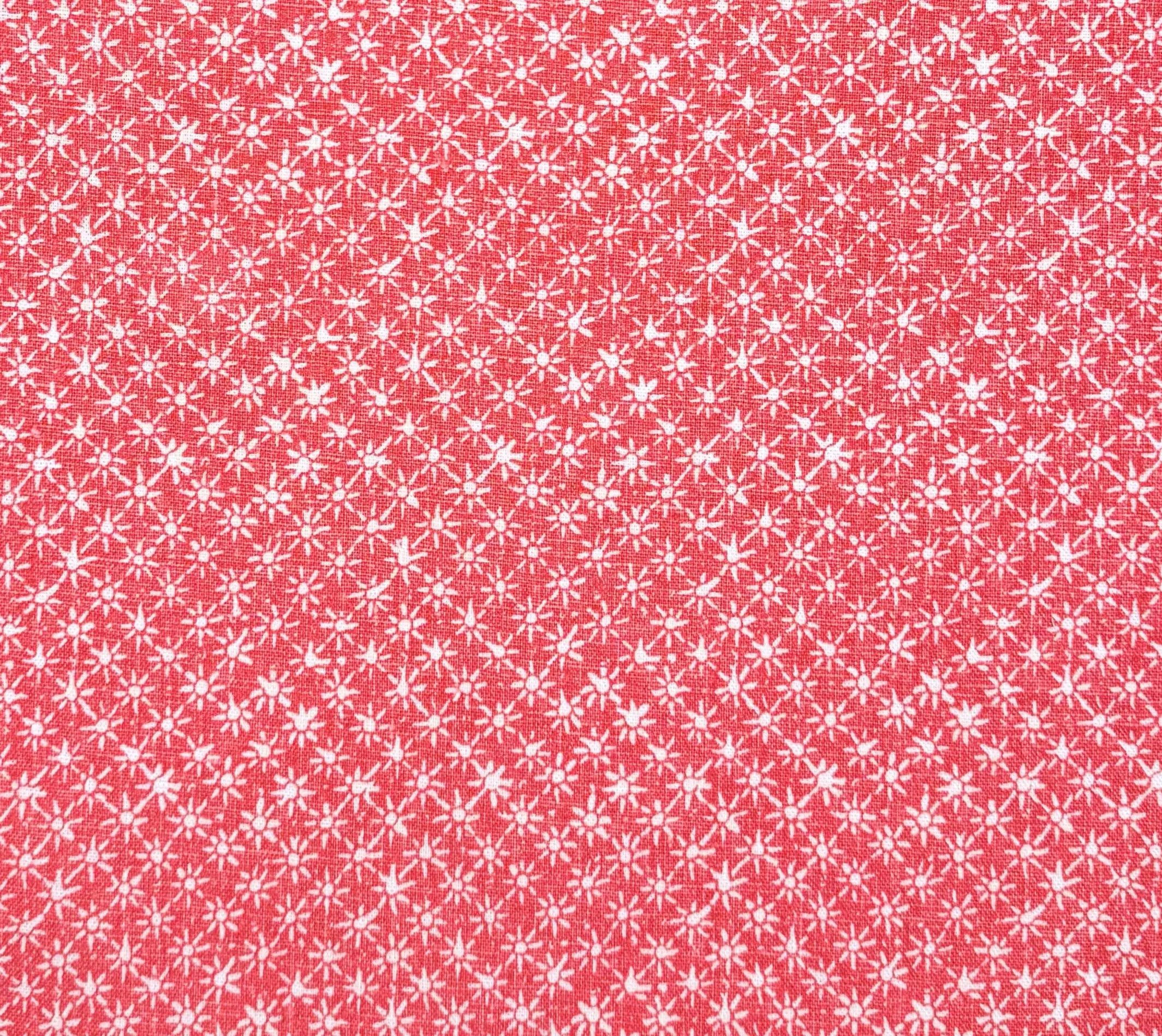 China Seas Fabric: New Balinese Star - Magenta on White Linen