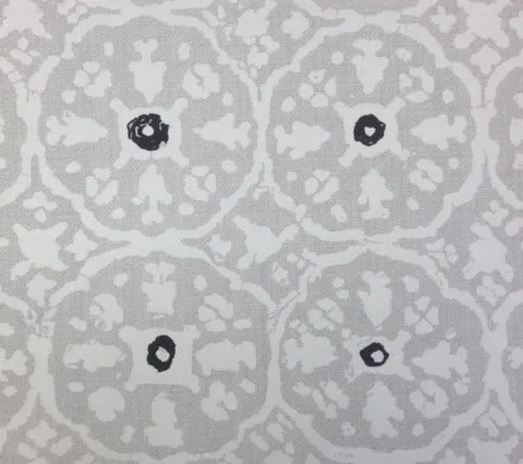 China Seas Fabric: Nitik Grande - Custom Gray / Black on White Belgian Linen / Cotton