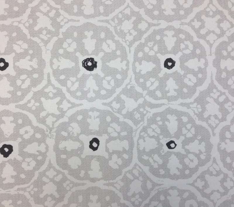 China Seas Fabric: Nitik Grande - Custom Gray / Black on White Belgian Linen / Cotton