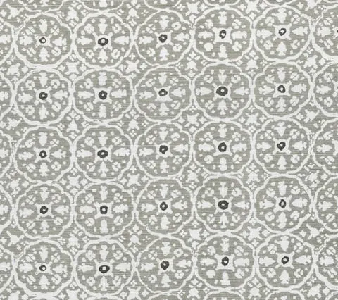 China Seas Fabric: Nitik II - Custom Agate / Slate on Light-Tint Belgian Linen / Cotton