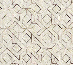 China Seas Fabric: Parquetry - Custom Brown / Taupe on White Belgian Linen / Cotton
