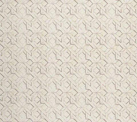 China Seas Fabric: Parquetry - Custom Brown / Taupe on White Belgian Linen / Cotton