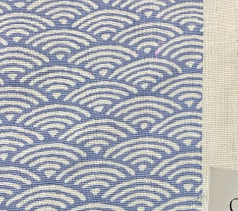 China Seas Fabric: Seto II - Custom French Blue on Tinted Belgian Linen / Cotton