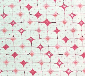 China Seas Fabric: Sunnyjim Geometric - Custom Multi Pinks on Light Tint Belgian Linen / Cotton