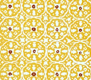 China Seas: Nitik II - Custom New Yellow / Salmon Dot on White Linen / Cotton