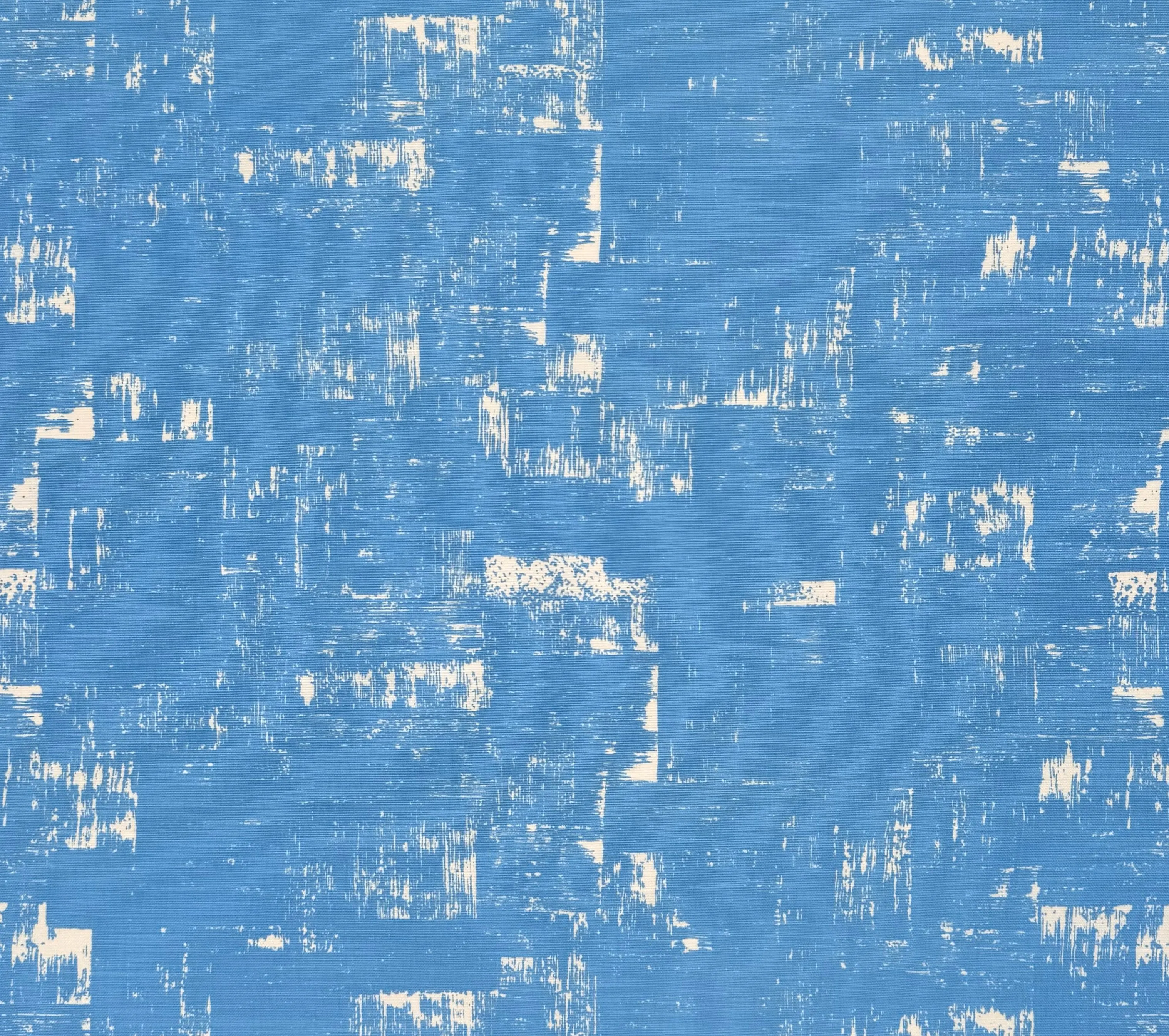 China Seas Print: New Shadows - Custom French Blue on White Belgian Linen / Cotton
