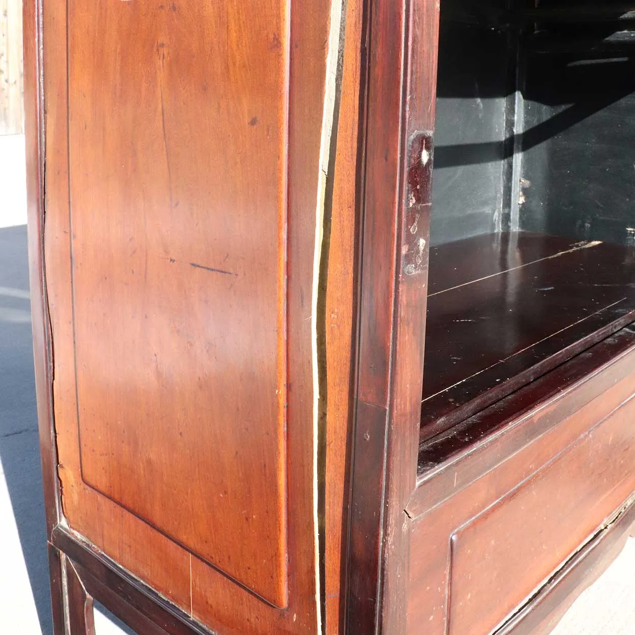 Chinese Qing Rosewood and Burled Hardwood Cabinet