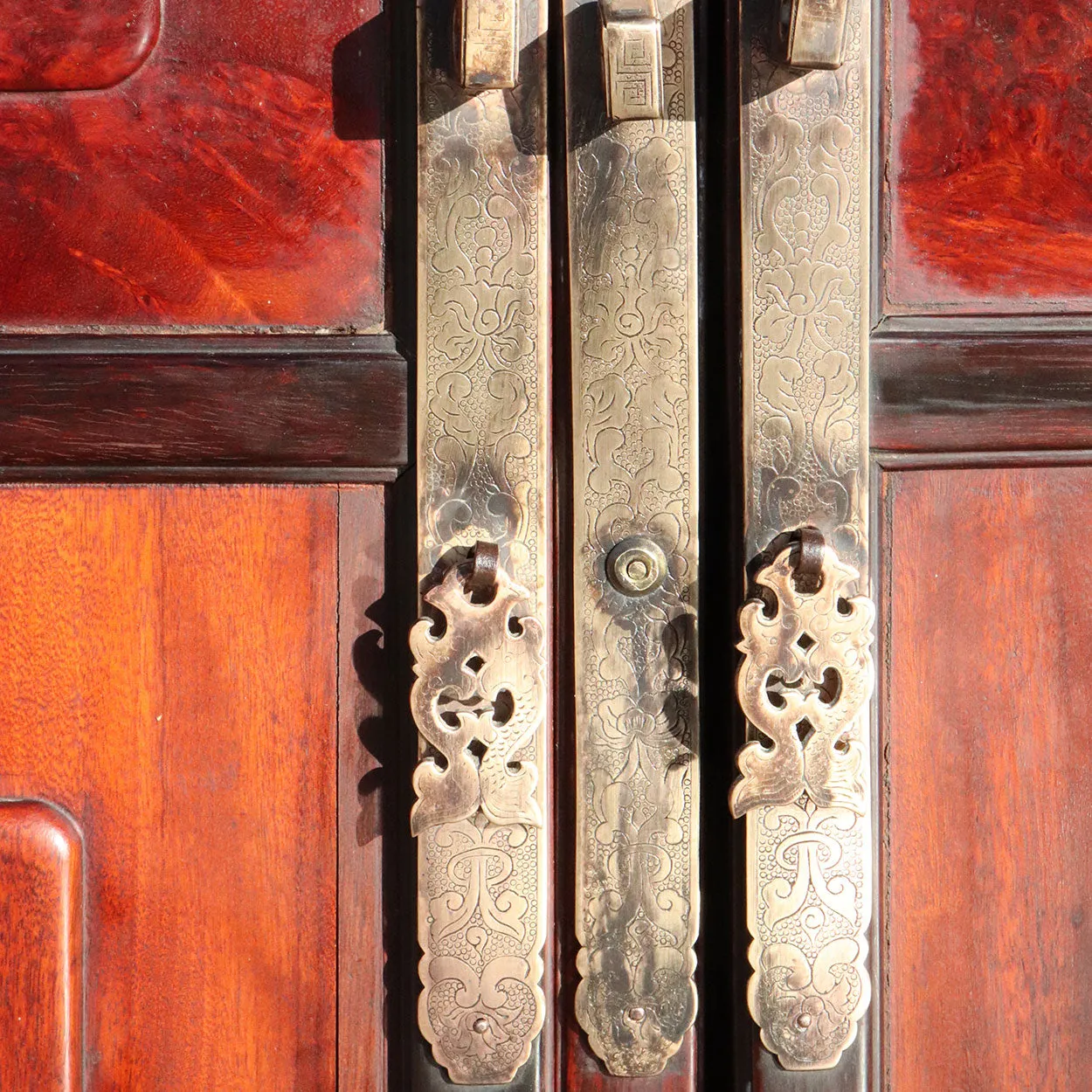 Chinese Qing Rosewood and Burled Hardwood Cabinet
