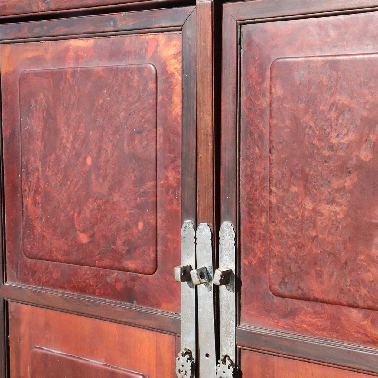 Chinese Qing Rosewood and Burled Hardwood Cabinet