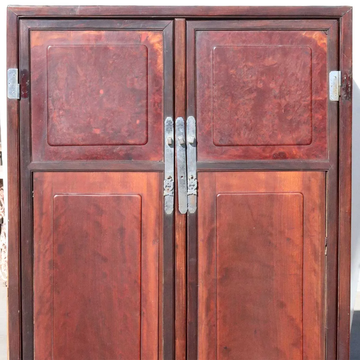 Chinese Qing Rosewood and Burled Hardwood Cabinet