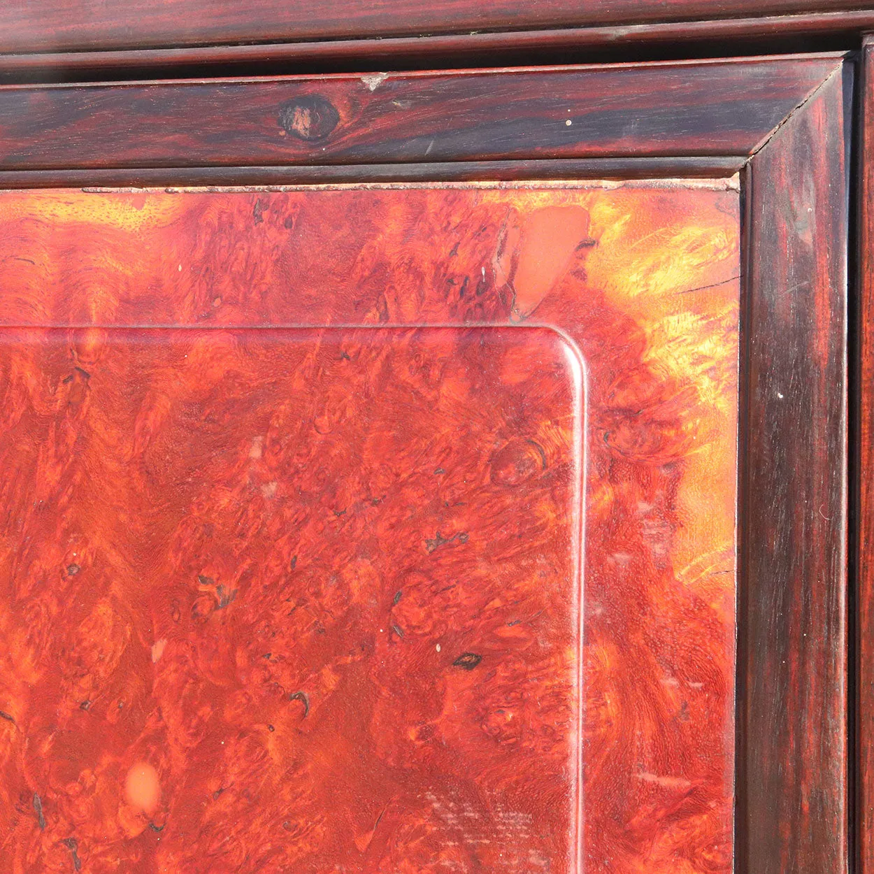 Chinese Qing Rosewood and Burled Hardwood Cabinet