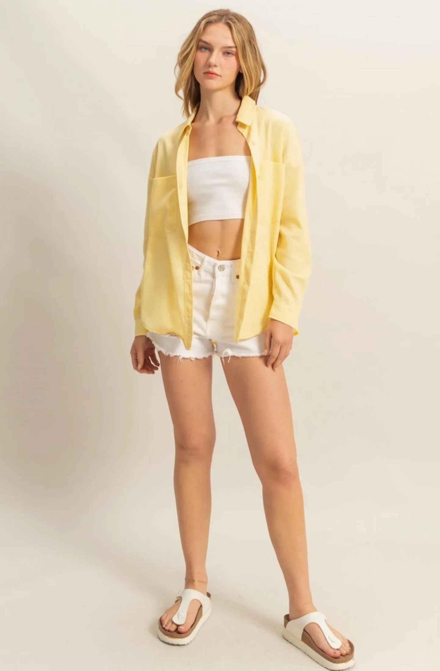 Chloe Sand Washed Shirt- Three Colors
