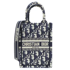 Christian Dior Blue Oblique Mini Book Tote Phone Bag