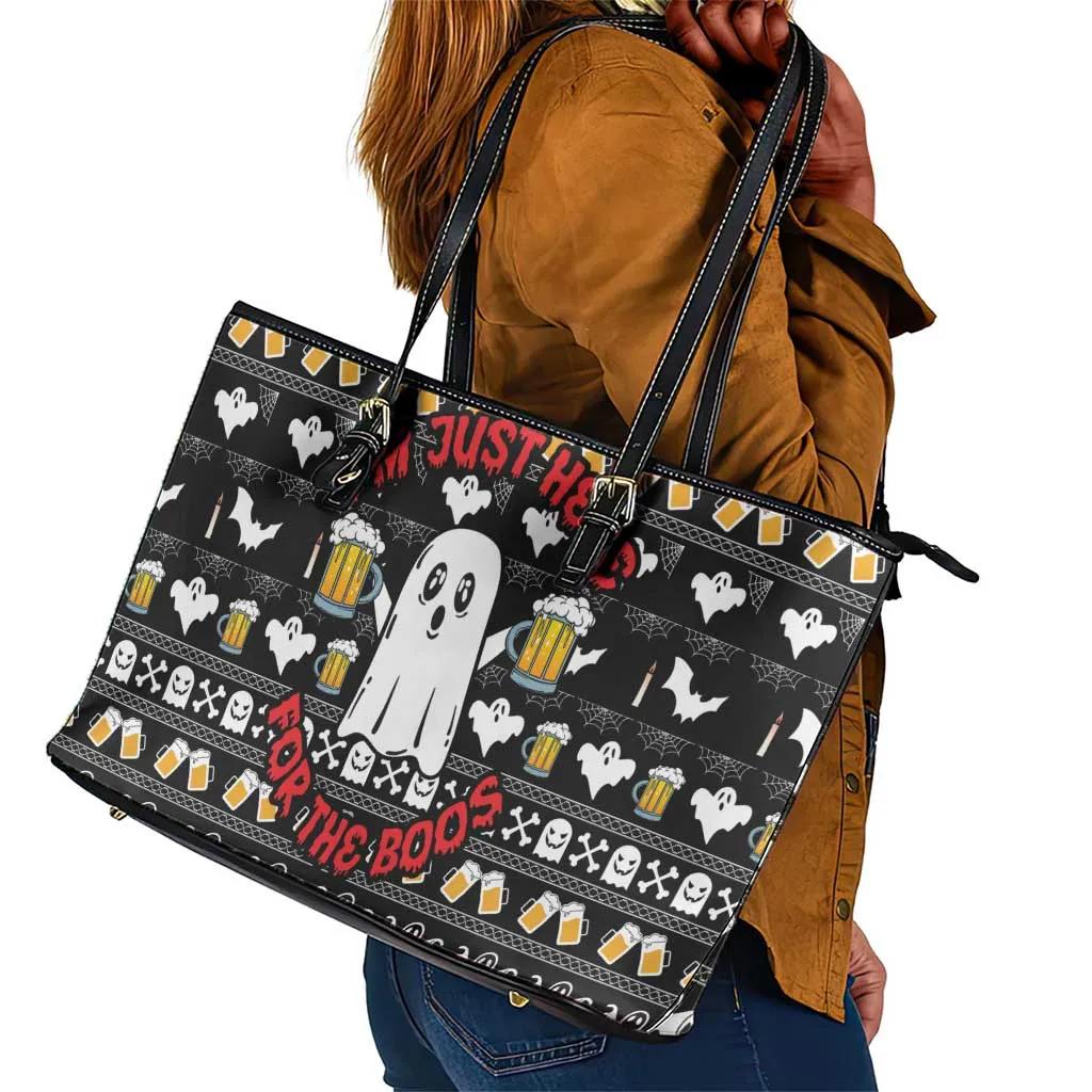 Christmas Africa Boo Beer Leather Tote Bag I'm Just Here For The Boss DT03
