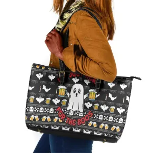 Christmas Africa Boo Beer Leather Tote Bag I'm Just Here For The Boss DT03
