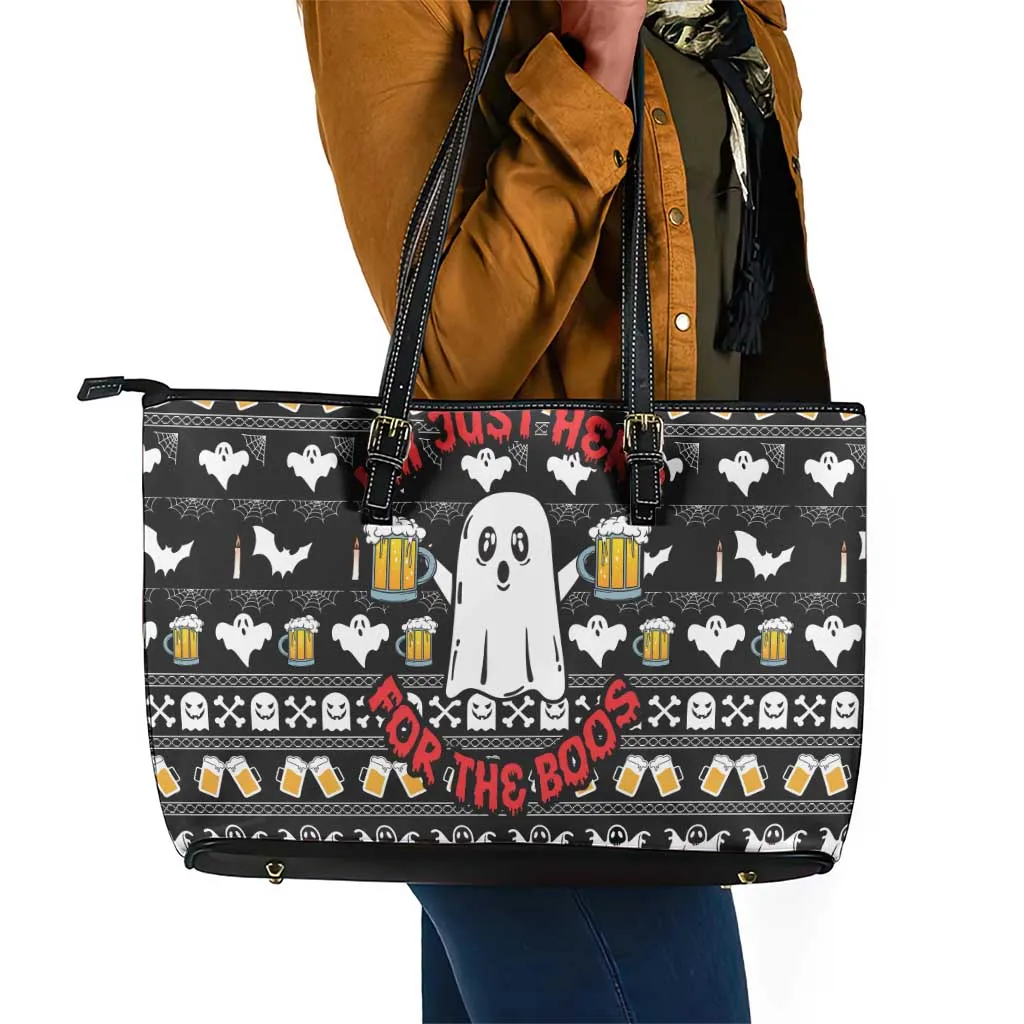 Christmas Africa Boo Beer Leather Tote Bag I'm Just Here For The Boss DT03