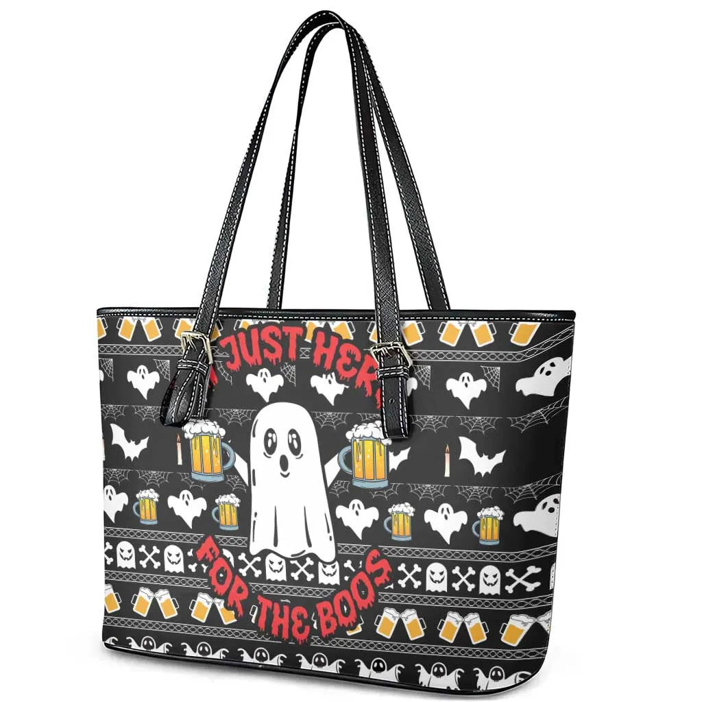 Christmas Africa Boo Beer Leather Tote Bag I'm Just Here For The Boss DT03