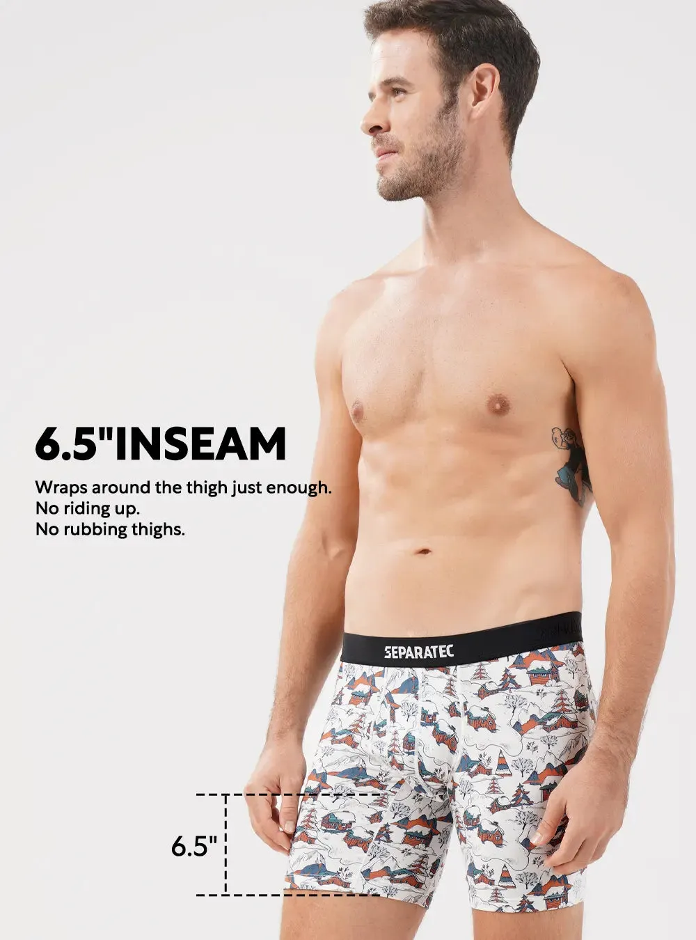 Christmas Printed Bamboo Rayon Boxer Briefs 3 Pack