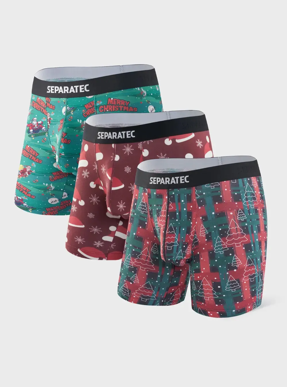 Christmas Printed Bamboo Rayon Boxer Briefs 3 Pack
