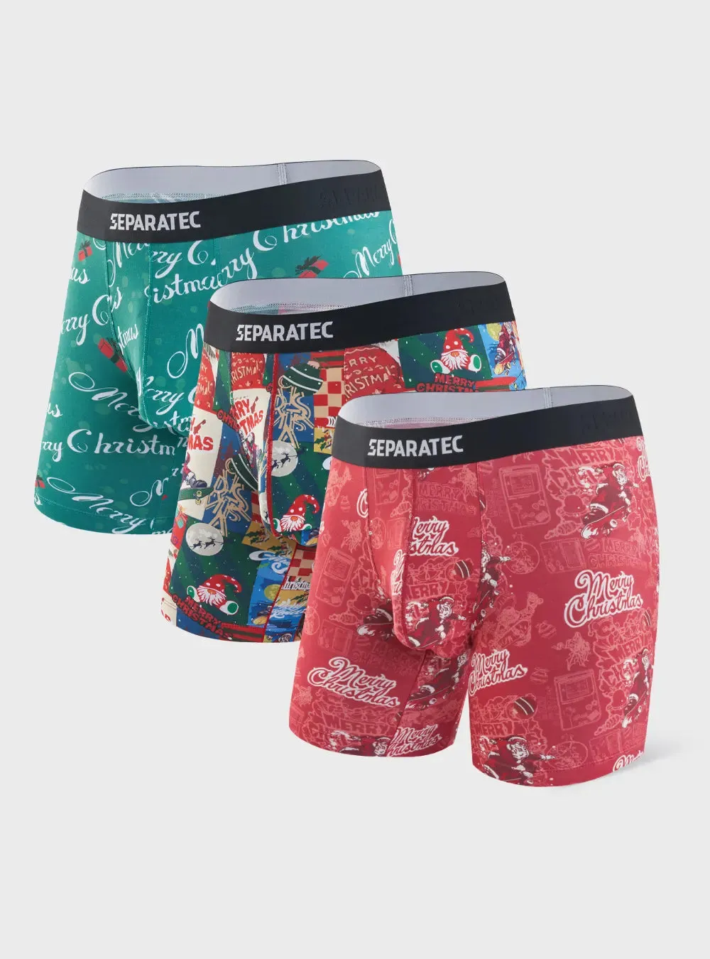 Christmas Printed Bamboo Rayon Boxer Briefs 3 Pack