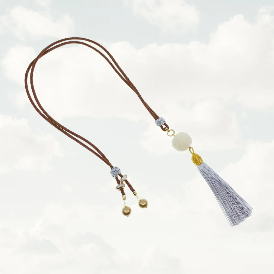 Cord Necklace with Detachable Auspicious Cloud Tassel Pendant