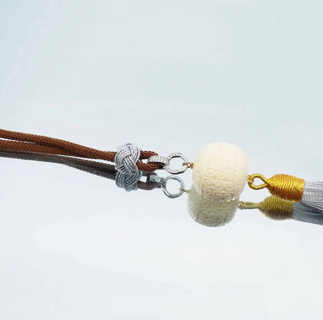 Cord Necklace with Detachable Auspicious Cloud Tassel Pendant