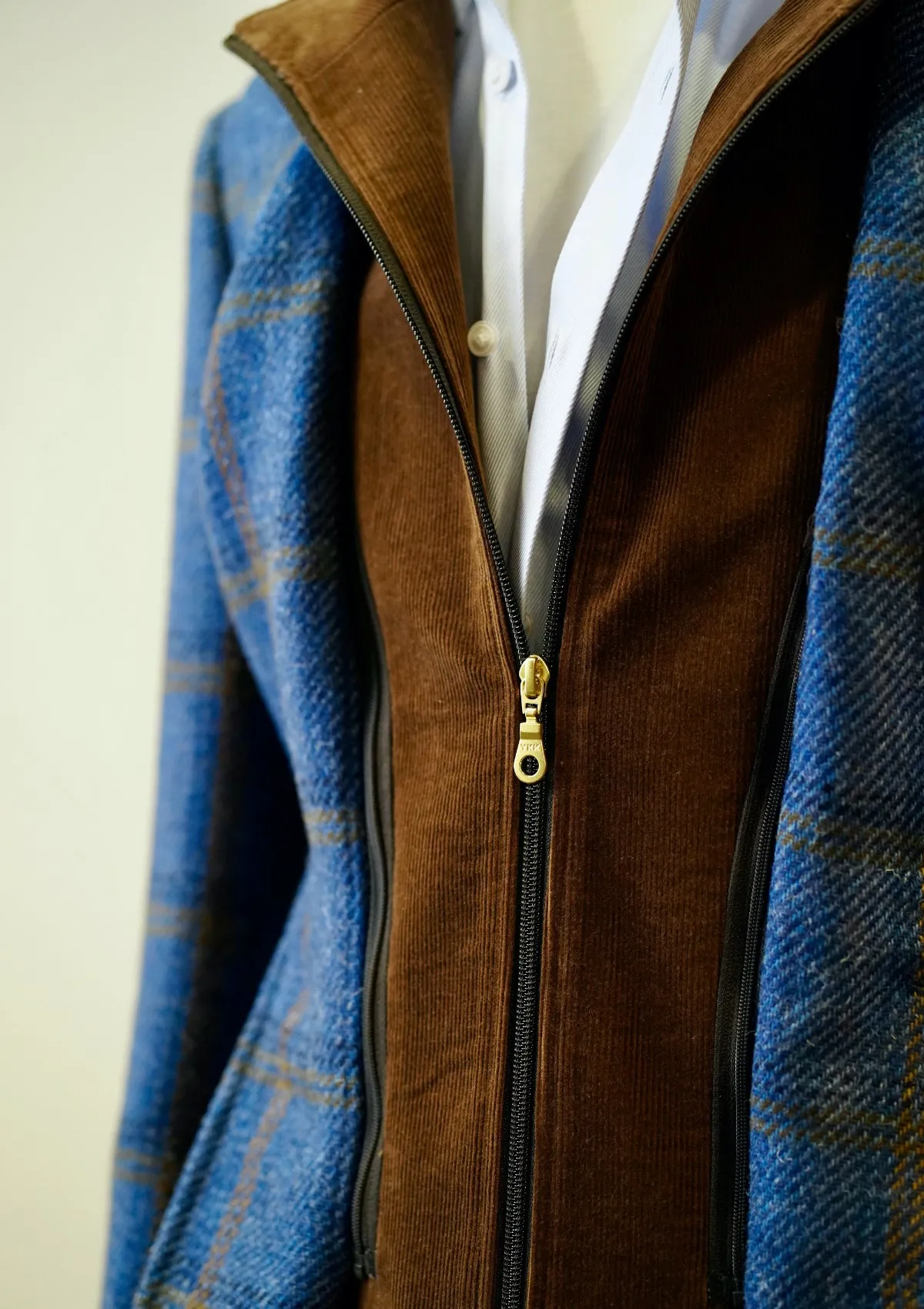 Cornflower Blue & Rust Overplaid Jacket