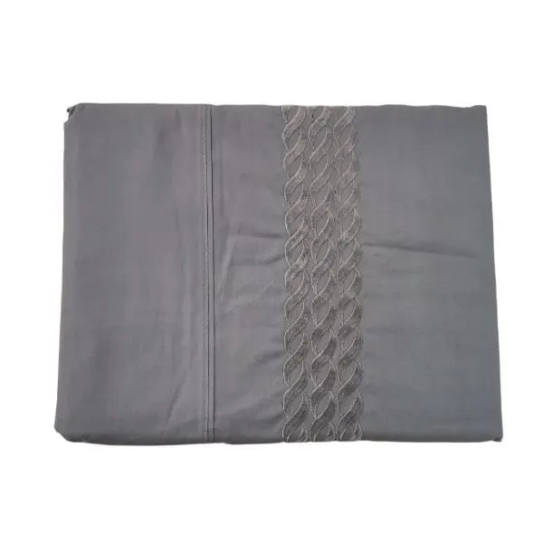 Cotton Craft Luxury Collection Embroidered Bed Sheet T-200 Percale 3 Piece Grey